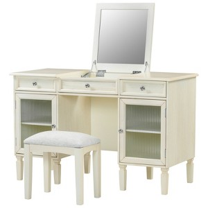FONTOI 2-in-1 Vanity Desk with Flip-Top Mirror, Dressing Table Set with Drawer&Cabinet, Multi-Functional Desk for Bedroom, White, 20.1"*29.8"*46.5" - 1 of 4