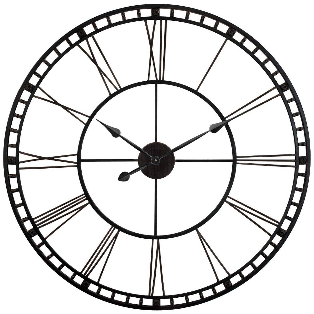 39" Tower Wall Mirror Black - Infinity Instruments: Oversized, Roman Numerals, High Torque Movement