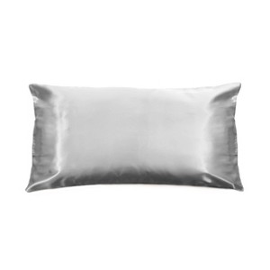 Morning Glamour King Satin Solid Pillowcase Silver - 1 of 3