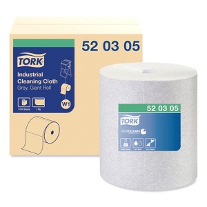Tork Industrial Cleaning Cloths, 1-Ply, 12.6 x 13.3, Gray, 1,050 Wipes/Roll - 1 of 2