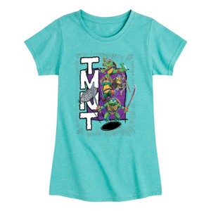 Girls' - Teenage Mutant Ninja Turtles - Donatello, Raphael, Leonardo, & Michelangelo Fitted Short Sleeve Graphic T-Shirt - 1 of 4