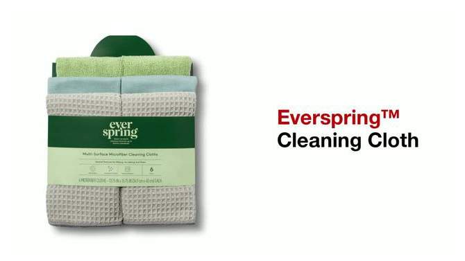 Multi-Surface Microfiber Cleaning Cloths - 6ct - Everspring&#8482;, 2 of 6, play video