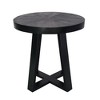 23.5" Acacia Wood & Iron Round Coffee Table with Cross-Legged Frame for Living Room and Office - 2 of 4