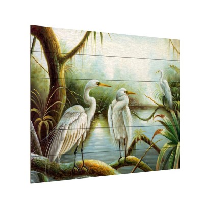 Trademark Fine Art -Victor Giton 'Three Herons' Wood Slat Art