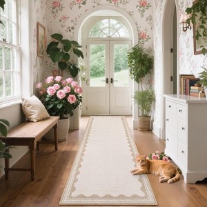 Modern Bordered Rugs for Living Room Washable Rug Non Slip Low Pile Carpet Foldable Non Shedding Stain Resistant Floor Cover for Bedroom Nursery - 1 of 4
