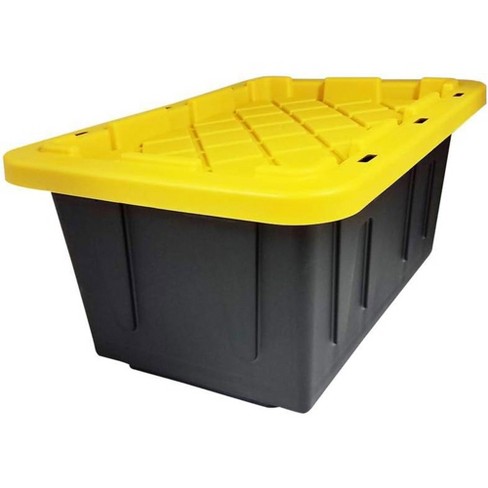 27-Gallon Heavy-Duty Storage Tote - Black & Yellow, Made In USA