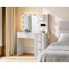 AMERLIFE Makeup Vanity Desk with Mirror & LED Lights, Drawers, Tempered Glass Top, Charging Station, Modern Bedroom Dressing Table - 2 of 4