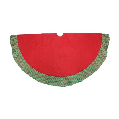 Northlight 46.5" Red and Green Glittered Chevron Border Christmas Tree Skirt