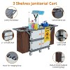 Commercial Janitorial Cart with Cabinet – Hotel Housekeeping Room Service Utility Cart with Wheels, Large Capacity Vinyl Bag, Grey - 4 of 4
