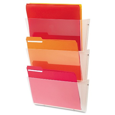 Deflecto Unbreakable Wall File Set Letter Three Pocket Clear 63601RT