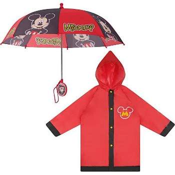 Mickey Mouse Boys Umbrella with Matching Raincoat Set, Kids Ages 2-7