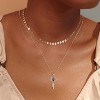 14K Gold Plated Charm Necklace – Dainty Bird, Cross, Heart & Moon Pendant for Women - 3 of 4