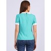INSPIRE CHIC Women's Peter Pan Collar Keyhole Back Vintage Polka Dots Blouses - 4 of 4