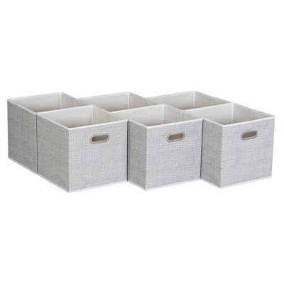 Household Essentials 11" Set of 6 Storage Bins White Mix