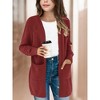 Girl's Open Front Cardigan Long Sleeve Knit Sweaters Kids Solid Cute Casual Loose Outerwear Coats with Pockets - 2 of 3