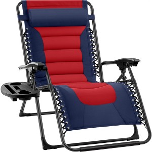 Best Choice Products Oversized Padded Zero Gravity Chair, Folding Outdoor Patio Recliner w/ Side Tray - 1 of 4