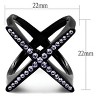 Women’s Stainless Steel Ring, IP Black Finish, Amethyst Crystal X Design, Single-Tone Fashion Band, Sizes 5-10 - 2 of 4
