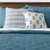 Square Embroidered Wood Block Decorative Throw Pillow Blue - Threshold™ - image 2 of 4