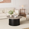 31.9" Round Coffee Table, Mid Century Modern Coffee Table with Metal Base, Fluted Center Table for Living Room, Home Small Space, Apartment - 3 of 4