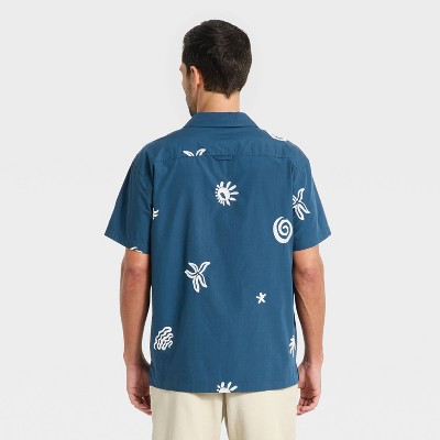 Мужские рубашки Goodfellow & Co Men's Vacay Camp Shirt - Goodfellow & Co™ Navy Blue M — фото 2