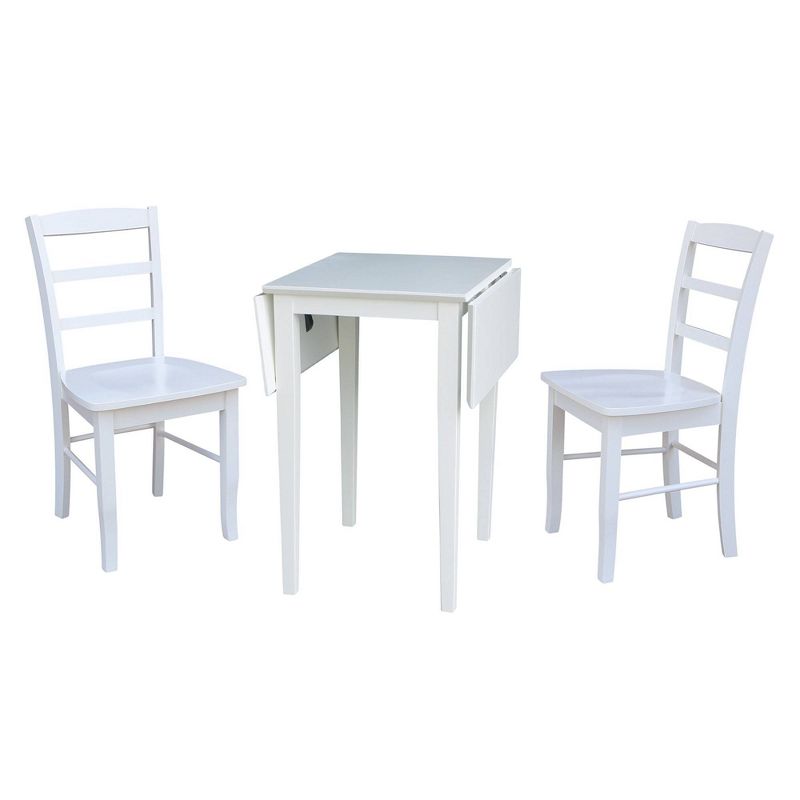 Small Dual Drop Leaf Dining Table with 2 Madrid Ladderback Chairs White - International Concepts, 6 of 8