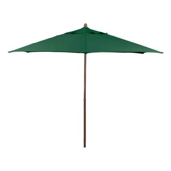 9' x 9' Round Wood Grain Steel Patio Umbrella Hunter Green - Astella