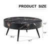 FURNIinspire Coffee Tables Marble-Patterned MDF Round Coffee Table With Black Metal Legs, Adjustable Feet, Round Table Design, Black, 32"*32"*14" - 3 of 4