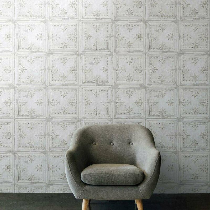 RoomMates 28.2&#34; Tin Tile P&#38;S Wallpaper White, 4 of 13