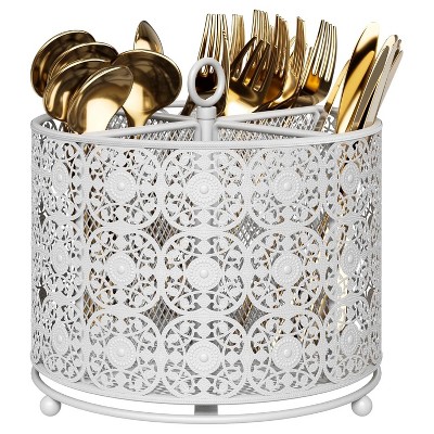 LunaLulinlk 360° Rotating Utensil Caddy Countertop Cutlery Silverware Caddy Holder with 4 Compartment