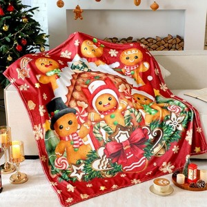 Lomsoe Red Christmas Throw Flannel Blanket Cozy Warm Throw Blanket with Holiday Themed Print Christmas Gift for Winter Couch Sofa Bed Home Decor - 1 of 4