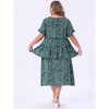 Women's Plus Size 2 Pieces Outfits Boho Ditsy Floral Pleated Babydoll Blouses High Waist Midi A Line Skirt Set - Agnes Orinda - 3 of 4
