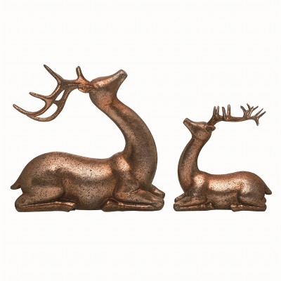 Transpac Resin Multicolor Christmas Elegant Copper Reindeer Decor Set of 2