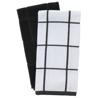 2pk Parquet Kitchen Towels Dark Gray - T-Fal