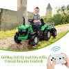 12V Kids Electric Tractor with Remote, Dual 35W Motors, 3-Speed, Detachable Trailer, Bluetooth/USB, LED Lights, for Ages 3+, Green - 3 of 4