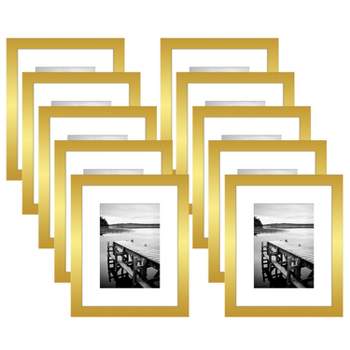 Americanflat 14x14 Gold Wedding Signature Picture Frame Displays 5x7 Photo with Polished Glass