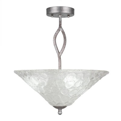 Toltec Lighting Revo 3 - Light Flush Mount in  Aged Silver with 16" Italian Bubble Shade