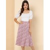 INSPIRE CHIC Women's Print Floral Peasant Elastic Waist A-Line Midi Skirts - 2 of 4