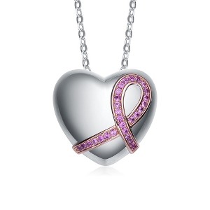 Two-Tone necklace with pink cubic zirconia heart pendant - Elegant and stylish jewelry for every occasion - 1 of 4