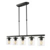LNC Lapps 5-Lights 37" Modern Linear Kitchen Island Pendant  Lights, Matte Black and Clear  Cylinder Glass - 4 of 4