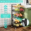 Fruit Basket Kitchen Cart - 5 Tier Adjustable Vegetable Storage Rack, Large Capacity Rolling Kitchen Carts - 3 of 4