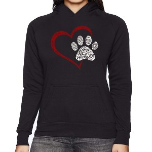 LA Pop Art Paw Heart - Women's Word Art Hooded Sweatshirt - 1 of 4