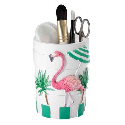 Hand-Painted Flamingo Paradise Resin Bathroom Tumbler