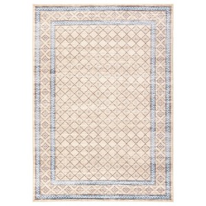 8'x10' Washable Bordered Modern Geometric Living Room Rugs, Stain Resistant Non Slip Large Throw Carpet for Bedroom Dining Room, Beige - 1 of 4
