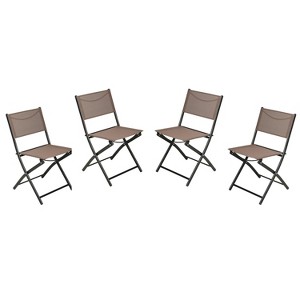 Emma and Oliver Set of 4 Folding Chairs for Indoor/Outdoor Use with Flex Comfort Material and Steel Frames - 1 of 4