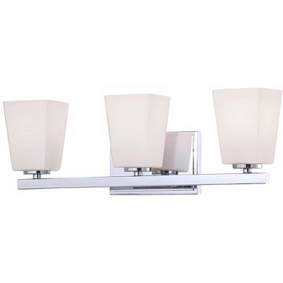 Minka Lavery Modern Wall Light Chrome Hardwired 20 3/4" 3-Light Fixture Soft Etched Opal Glass Shade for Bathroom Vanity Hallway