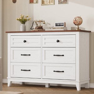 Garvee 6 Dresser for Bedroom, 47.2" Wide Drawer Dresser with Storage Freestanding, Wooden Closet Storage Chest for Living Room, Bedroom - 1 of 4