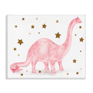 Stupell Industries Pink Dinosaur with Gold Stars, 20" x 16" - 1 of 4
