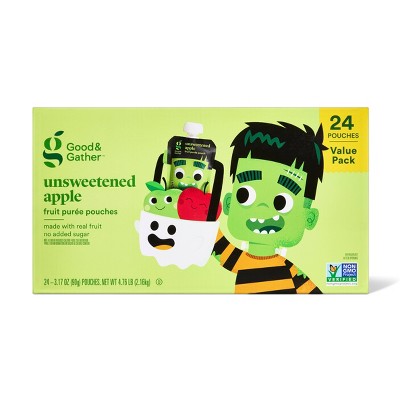 Halloween Unsweetened Applesauce Squeeze Pouch - 3.17oz/24ct - Good & Gather™