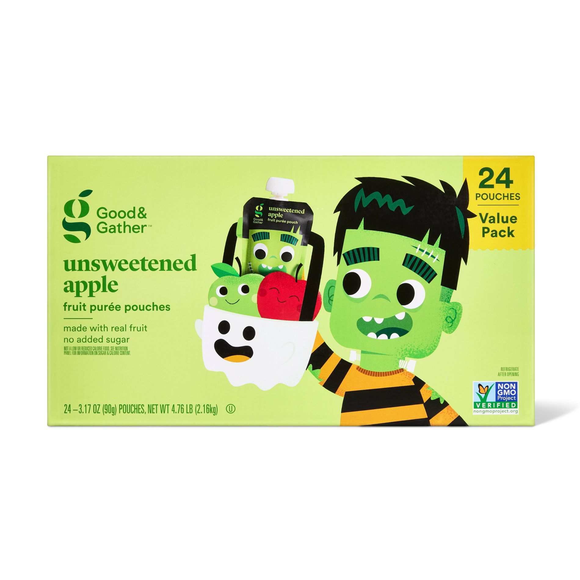 Halloween Unsweetened Applesauce Squeeze Pouch - 3.17oz/24ct - Good & Gather™