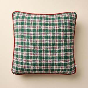18"x18" Plaid Square Toss Pillow Vintage Green - Hearth & Hand™ with Magnolia - 1 of 4